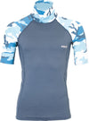 Alder Cruz Rash Vest Junior with blue camo sleeves and high neck.