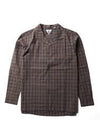 Vissla Derrick Disney Undefined Lines Eco LS Shirt in chocolate brown with a checkered pattern.