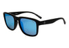 I-Sea Logan sunglasses with black frame and blue polarised lenses, angled side view.