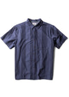 Vissla Palapa Eco SS Shirt in dark denim, front view with button-up design.