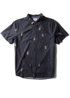 Vissla Parrodise Eco Shirt in Phantom color, front view with parrot print.