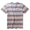 Vissla Olada Eco SS Pkt Tee in Dune with striped design and chest pocket.