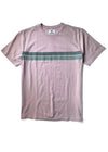 Vissla Stringer SS Tee in mauve with green stripe detail, short sleeves.