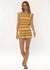 Sisstrevolution Horizon Peak SS Knit in honey with striped design, front view.