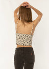 Sisstrevolution Summer Squad Woven Tank in Sea Salt with shell print, back view.