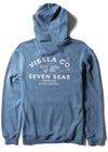 Vissla Coastal Eco Po Hoodie in tidal blue with back graphic design.