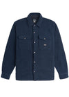 Vissla Peaks Sherpa Woven Shirt in Dark Naval with front pockets and button closure.