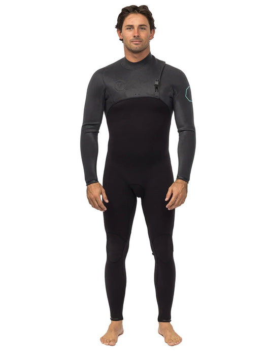 Front view of Vissla High Seas II 4-3 No Zip full suit in charcoal.