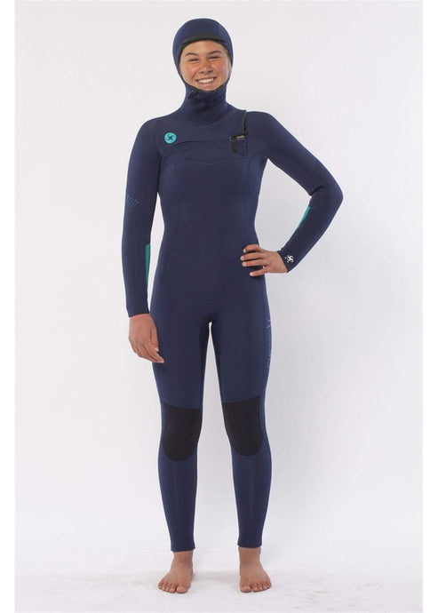 Sisstrevolution My seas 5/4 Hooded Chest Zip Full Wetsuit - strong blue