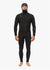 Front view of Vissla New Seas 4-3 Hooded V-Zip Wetsuit in black.