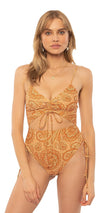 Amuse society rising sun one piece swimsuit / coral sand