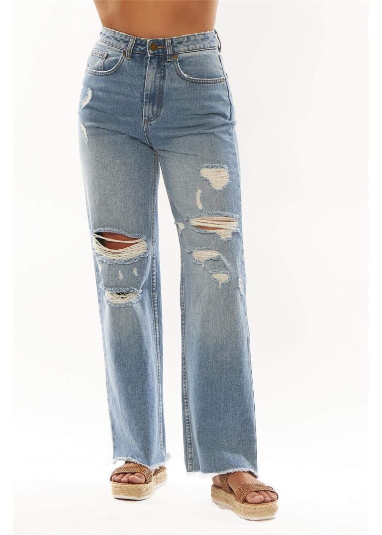 Sisstrevolution Blair Jeans – High Waist Wide Leg Distressed Denim
