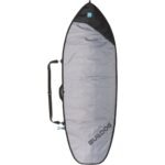 Bulldog Essentials Fish Surfboard Bag with durable silver fabric and black accents.