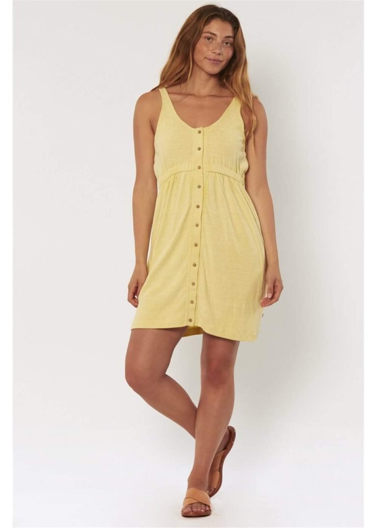 Sisstrevolution Nya S/L Knit Dress Pigment Dyed Tank Dress with Button Placket