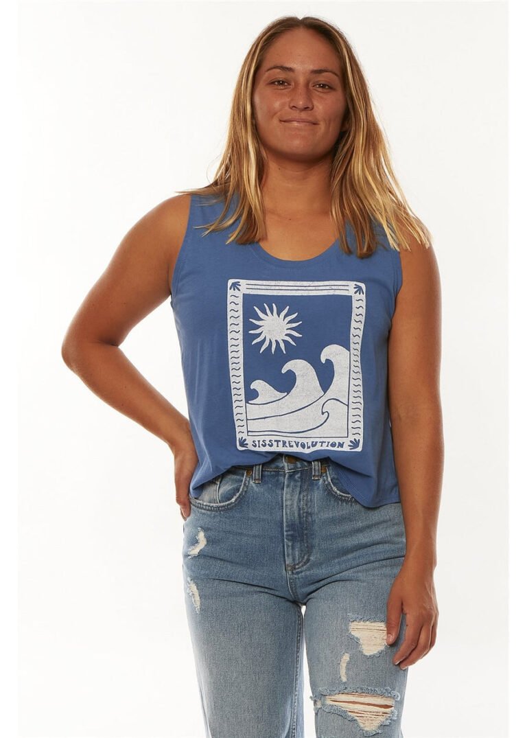 Sisstrevolution High Seas Knit Tank Blueberry scoop neck cotton tank