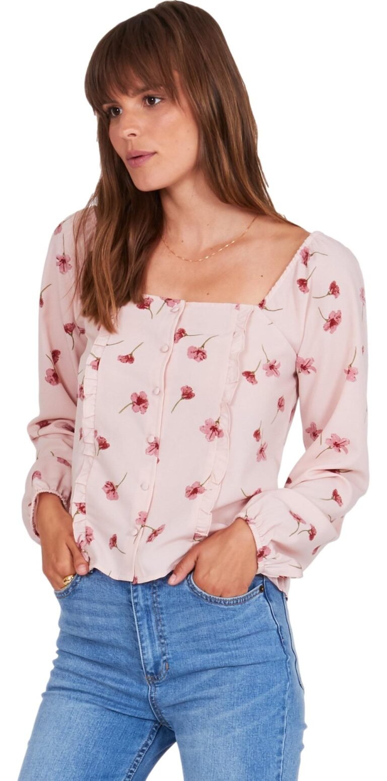 Amuse Society Rosalina Woven Top Button Front Blouse