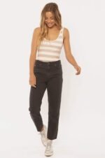 Sisstrevolution Washed Away Tank – Tan 100% cotton casual vest top