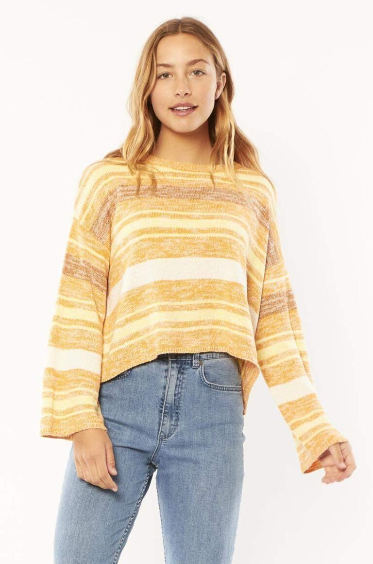 Sisstrevolution Warm Horizons Jumper – Honey cropped boxy knit sweater with slub stripe