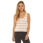 Sisstrevolution Washed Away Tank – Tan 100% cotton casual vest top