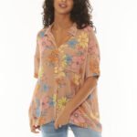 Sisstrevolution Stay Stoked SS Woven Top – Retro Oversized Button-Up in Rust