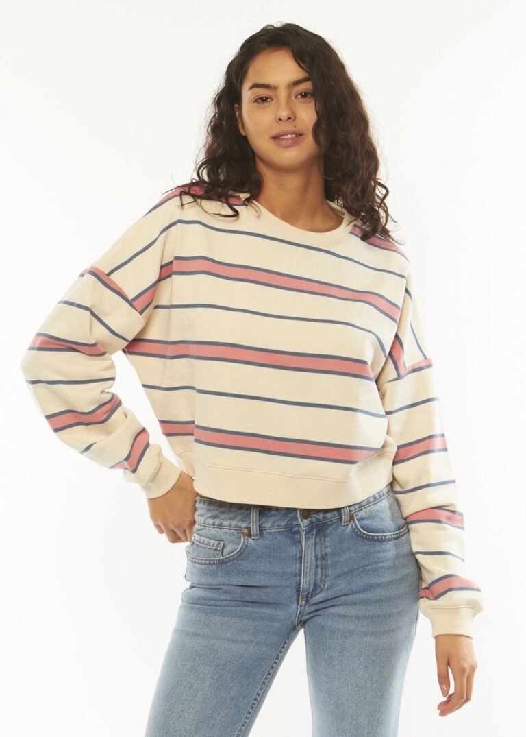 Sisstrevolution Golden Rays LS Fleece striped long sleeve crewneck cotton polyester