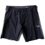 VIssla High Seas 18.5" Boardshort in black with light blue accents, front view.