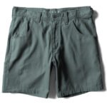 Vissla Pismo Painter Eco Short in moss green, front view.