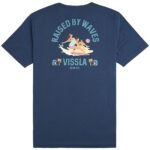 Vissla Offshore Pleasure Ss Tee in dark denim with surf-inspired back graphic.