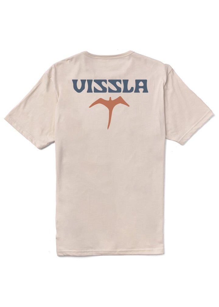 Back view of Vissla Miyashiro I'Iwi Bird Organic PKT Tee in bone color with bird graphic.