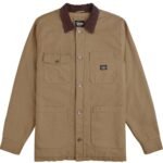 Vissla Peterson Jacket in dark khaki with button closure and chest pockets.