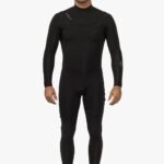 Vissla New Seas 3-2 V-Zip Wetsuit in black, full front view.