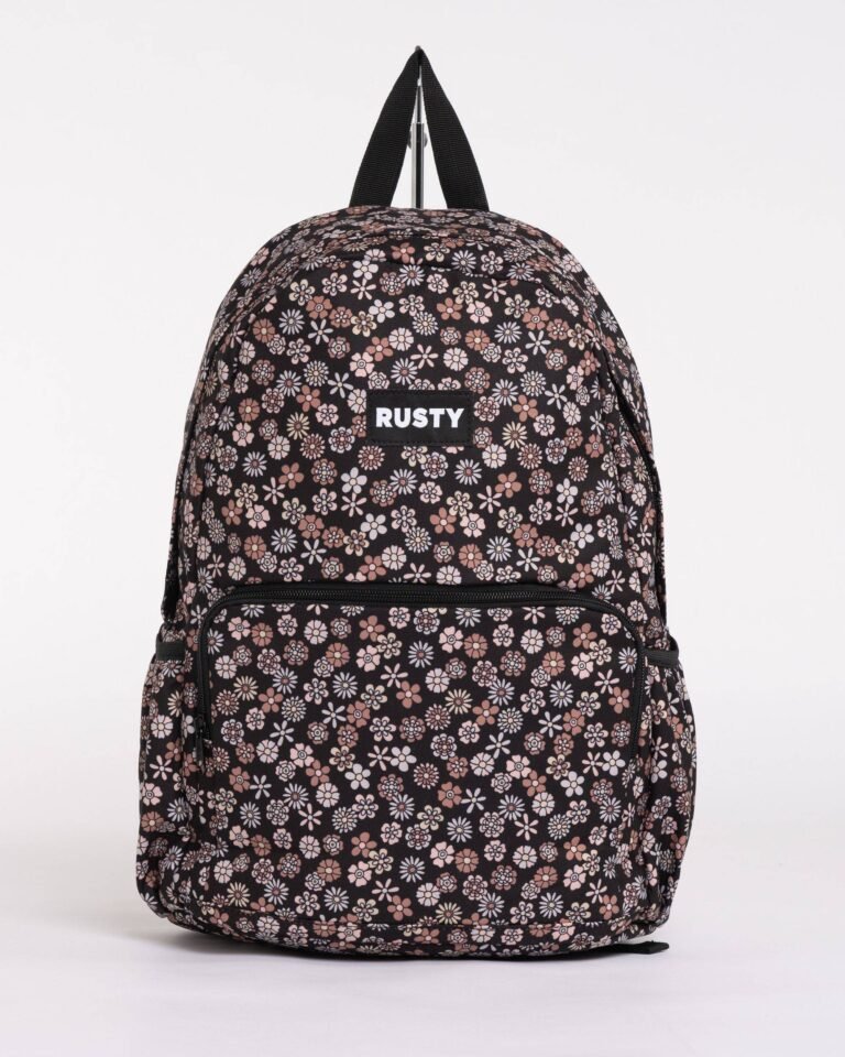 Rusty Indiana Backpack – Black Canvas Printed Laptop Backpack 17L