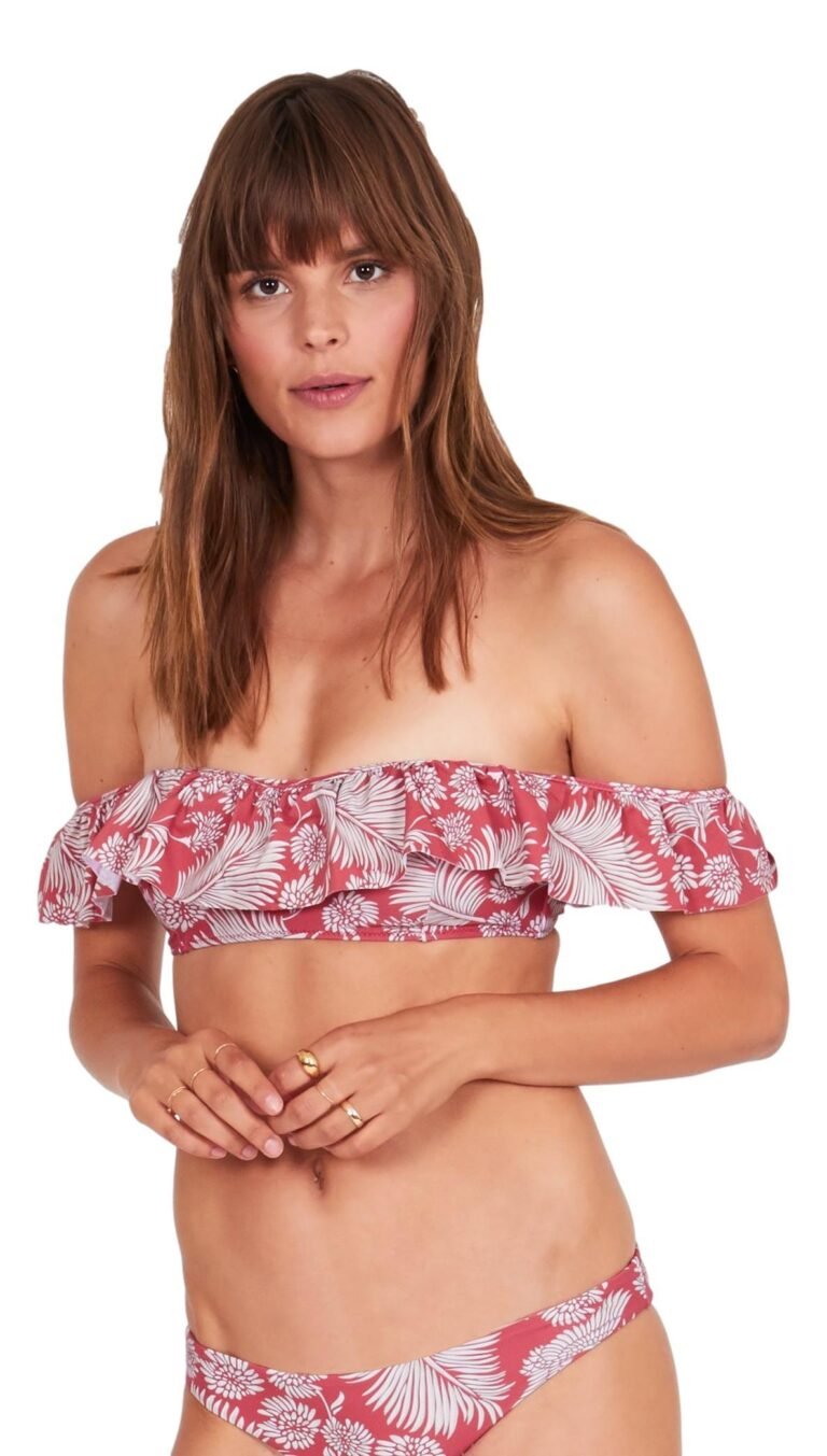 Amuse Society Tajo Bandeau Top Mahogany Off-Shoulder Bikini