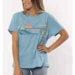 Sisstrevolution Lines Ss Knit Tee -ocean