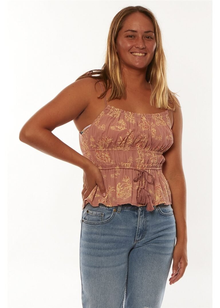 Sisstrevolution Everlasting Woven tropical print tank top cotton viscose