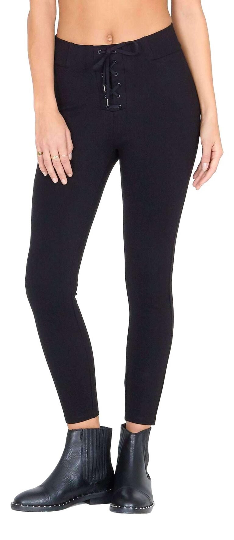 Amuse Society Middle of the Road Pant Black Ponte Lace-Up