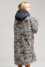Back view of White Water kids hard shell robe in leopard print.