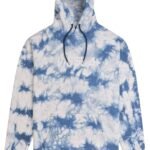 Vissla Franky Hoodie Fleece in blue and white tie-dye with front logo.