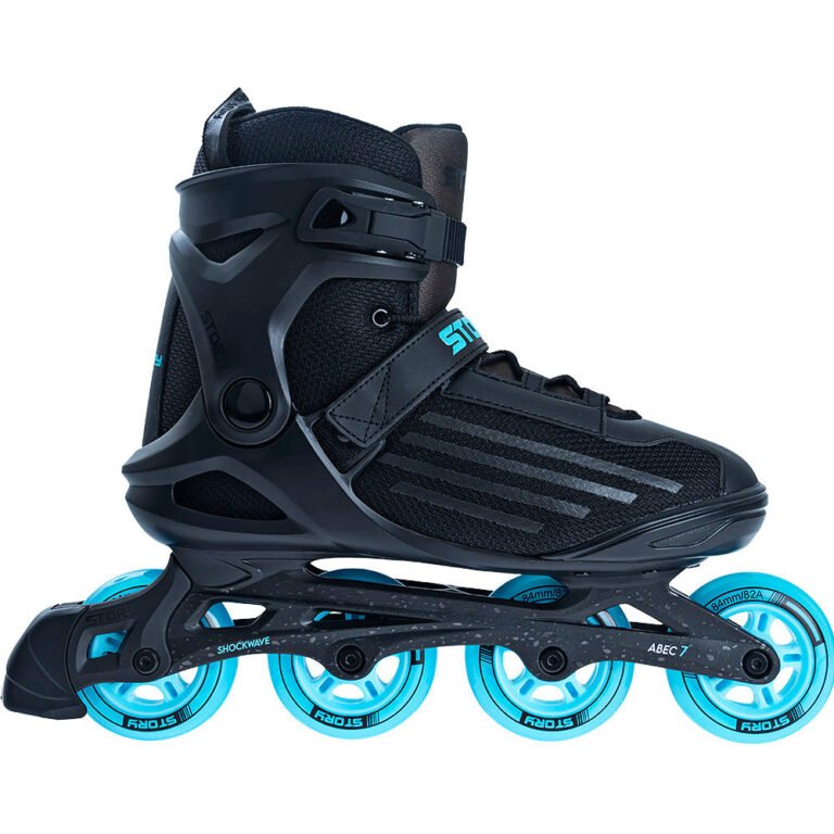 Story Shockwave Inline Skates in black and mint with ABEC 7 wheels.