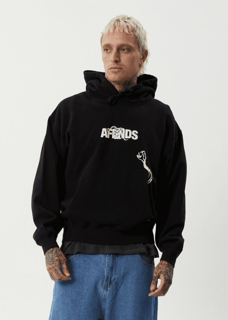 AFENDS Tread Boxy Hoodie Black