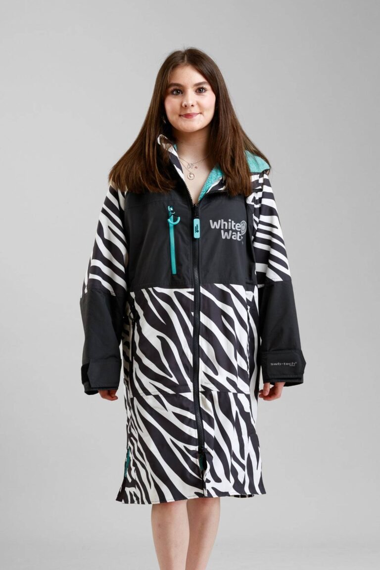 White Water Juniors Hard Shell Robe – Zebra Print Waterproof Changing Robe