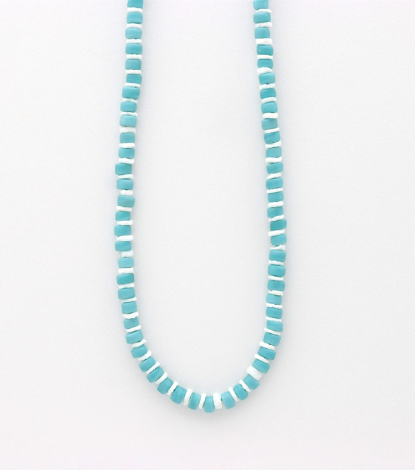 Pineapple Island KALN-040 Adjustable Beaded Necklace with Frosted Glass and Shell Disc Beads