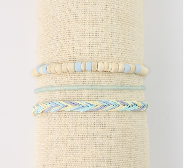 Pineapple Island Bracelet Set STYL-922 with Glass and Coconut Wood Beads