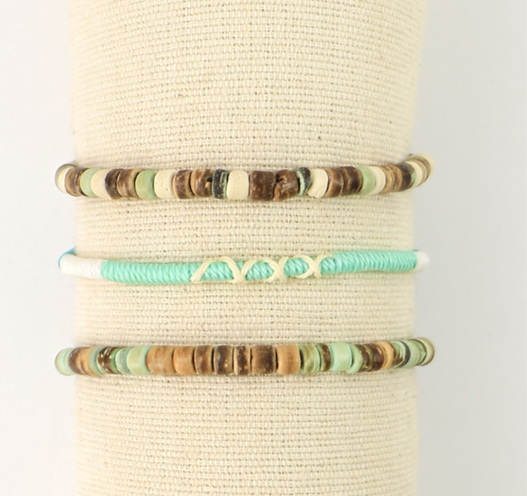 Pineapple Island Bracelet Set STYL-918 with Coconut Wood and Clay Beads