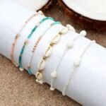 Pineapple Island Giada Cinta Pearl Beaded Surf Anklet - Turquoise - Image 6